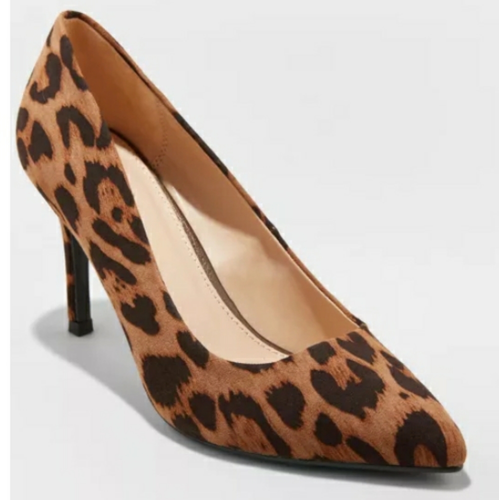 WOMEN'S POINTED TOE CHEETAH PRINT HEELS PUMPS
